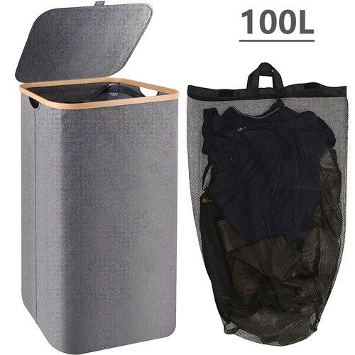 Large bamboo laundry basket - large,