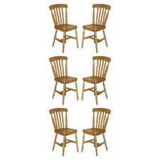 SUITE OF SIX HAND CARVED ENGLISH OAK WINSOR STYLE COUNTRY HOUSE DINING CHAIRS 6