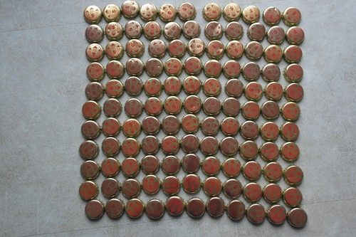 121 red gold bottle tops - bottle,