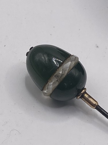 Antique glass hat pin - hat,