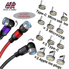 3 In 1 Magnetic 3A Fast Charging USB Cable Phone Charger IOS Micro USB Type-C