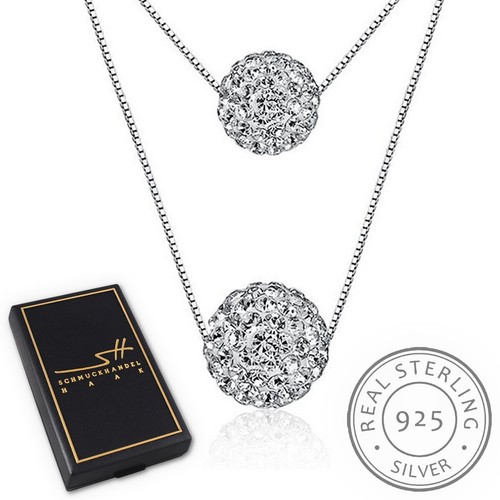 Double shamballa necklace 925 - double, necklace,