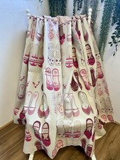 Pink Ballerina Shoe & Checked Cotton Blackout Bespoke Eyelet Curtains 49Wx54D