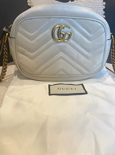 Gucci marmont white leather - gg,
