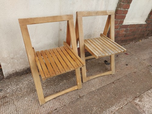 Pair wooden folding slatted - pair,