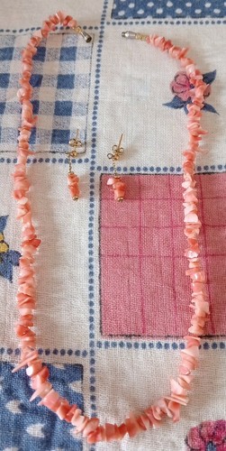 Coral necklace and earring - necklace, set