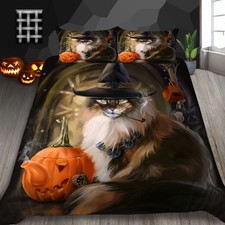 Cat Wizard Pumpkin Duvet Quilt