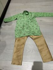 boys Green And Gold Indian sherwani Age 5-6