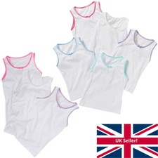 Younger Girls 3 or 5 Pack Cotton Vests Back To School White Just Essentials 2-10