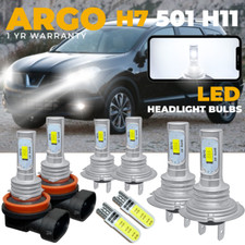 Fits Nissan Qashqai J10 Led Headlight Hid White 2006-2013 Fog Side Light Bulbs 