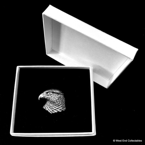 Falcon head silver pewter pin - silver,