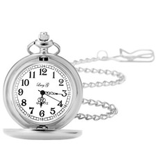 1stclass PERSONALISED SILVER POCKET WATCH WITH CHAIN & FREE VELVET POUCH PW200