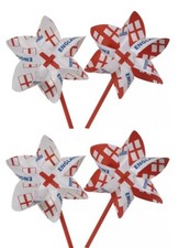 4 x England Flag Red & White