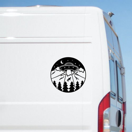 Alien abduction sticker car - alien,