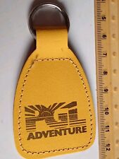 VINTAGE Old Keyring Leather Look Yellow Adventure PG1 Yamaha Motorcycle Bike