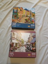 2x Gibsons 500 Piece Jigsaws Harbour View + The Eiffel Tower VGC Complete