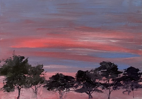 Sunset original oil painting - original,