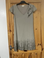 Monsoon Grey Beaded Dress Size