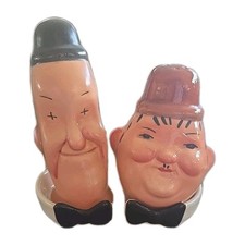 Vintage 1940s Beswick Laurel & Hardy Salt & Pepper Cruet Set