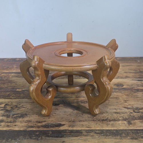 Vtg chinese wooden vase stand - vtg,