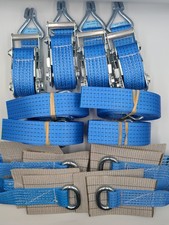 4x Blue 5t Small Pads Car Trailer Transporter Tie Down Narrow Ratchet Straps