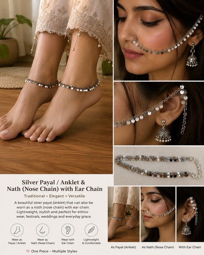 Silver payal anklet nose - anklet,