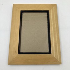 Wooden Photo Frame 6x4in Black Trim Natural Wood Finish 16x22cm Tabletop 