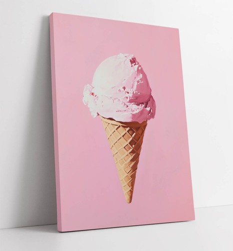 Pink ice cream cone - ice,