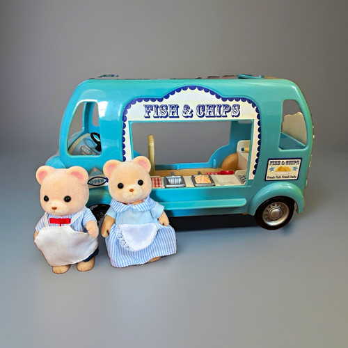 Blue fish chips van vehicle - fish,