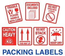 FRAGILE Stickers - Large 80 x 103mm - THIS WAY UP - HEAVY - Packaging Labels