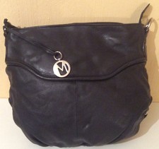 BNWOT Genuine   MARTA PONTI (MP) BLACK Grained LEATHER Tote BAG/Purse NEW 