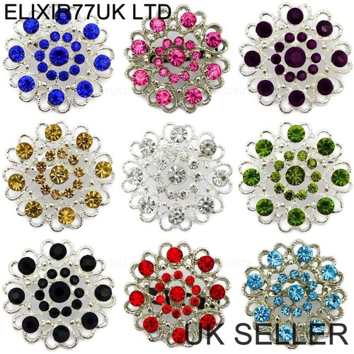 Silver heart flower diamante - heart,