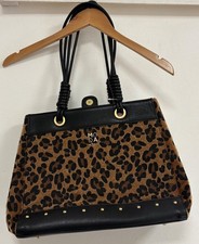 Ladies MODA IN PELLE medium sized leopard black leather shoulder bag CG C81