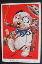 G E STUDDY Comic BONZO MONOCLE CIGAR GOLF CLUBS EVERY DOG HAS HIS DAY Humour
