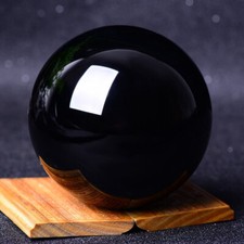 100MM Large Natural Black Obsidian Quartz Ball Healing Crystal Sphere W/ Stand