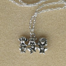 Three Wise Monkeys Pendant 18"