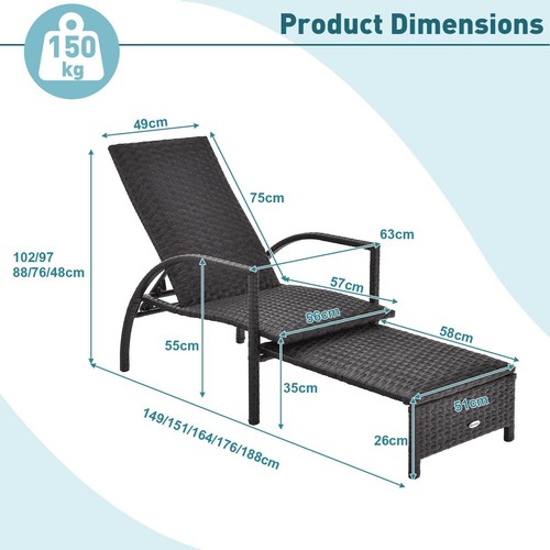 Adjustable chaise lounger - adjustable,