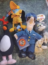 vintage soft toy bundle feathers mcgraw,tom,daffy,postman pat 1990's 3 tagged