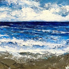 ORIGINAL OIL PAINTING NEW 30cm SEA SEASCAPE ART By Artist DRAWING
