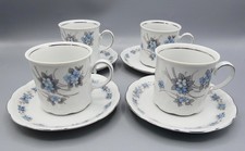 Mitterteich Bavaria Forget Me Not 4x Tea Cups & Saucers 200ml Vintage Set