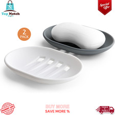2pcs Silicone Soap Dish with Drainage, Non-slip and Portable Soap Holder