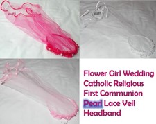 Wedding Bridal Flower Girl Headdress Communion Pearl Veil Trimmed Headpiece NEW