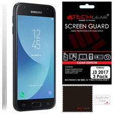 3 Pack TECHGEAR CLEAR Screen Protector Guards For Samsung Galaxy J3 2017 SM-J330