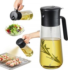 hoforife 500ML 2 in 1 Glass Olive Oil Dispenser & Oil Sprayer Bottle for Kitchen