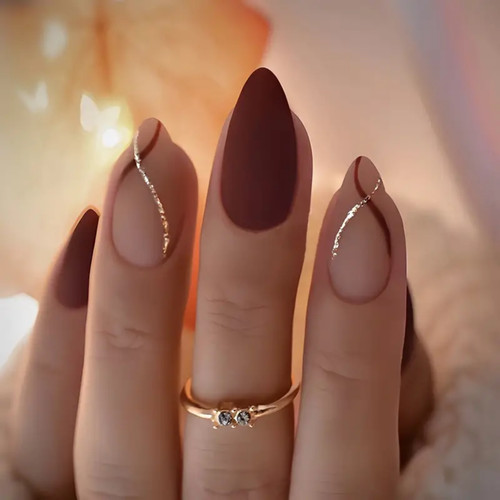 French tip press nails - french,