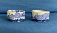 Copeland Spode's Italian Blue & White Small Open Salt/Pepper/Mustard Bowls x 2.