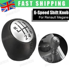6 Speed Gear Shift Knob PU Leather Aluminium For Renault Megane Clio Laguna UK