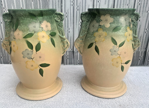 Vintage green cream floral - cream,