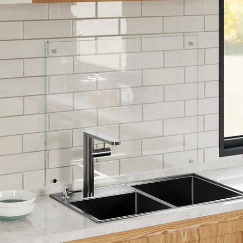 Clear glass kitchen splashback - clear,