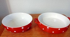 Bright red spotty  Spode Baking Days dessert/cereal bowl & Price's flan dish